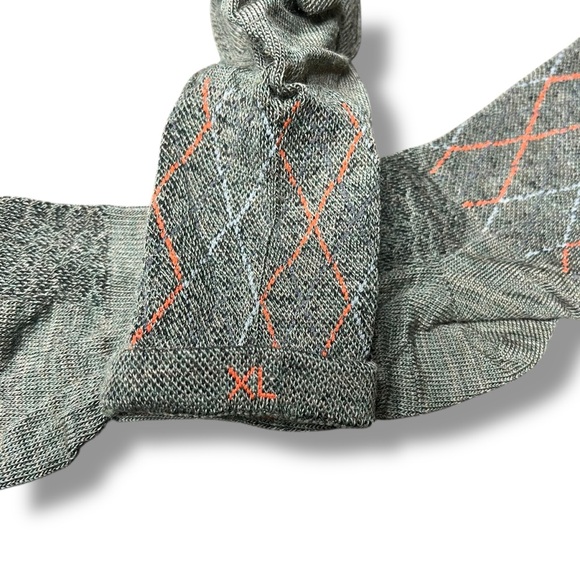 Pearl Izumi Merino Wool Ankle Socks Mens Size XL Forest Orange 1 Pair Argyle - Picture 2 of 2